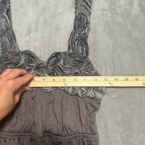 Y2K Soprano Goth Girl Knee Length Dress Women’s Medium Grey Lace Rose Babydoll - Picture 6 of 7